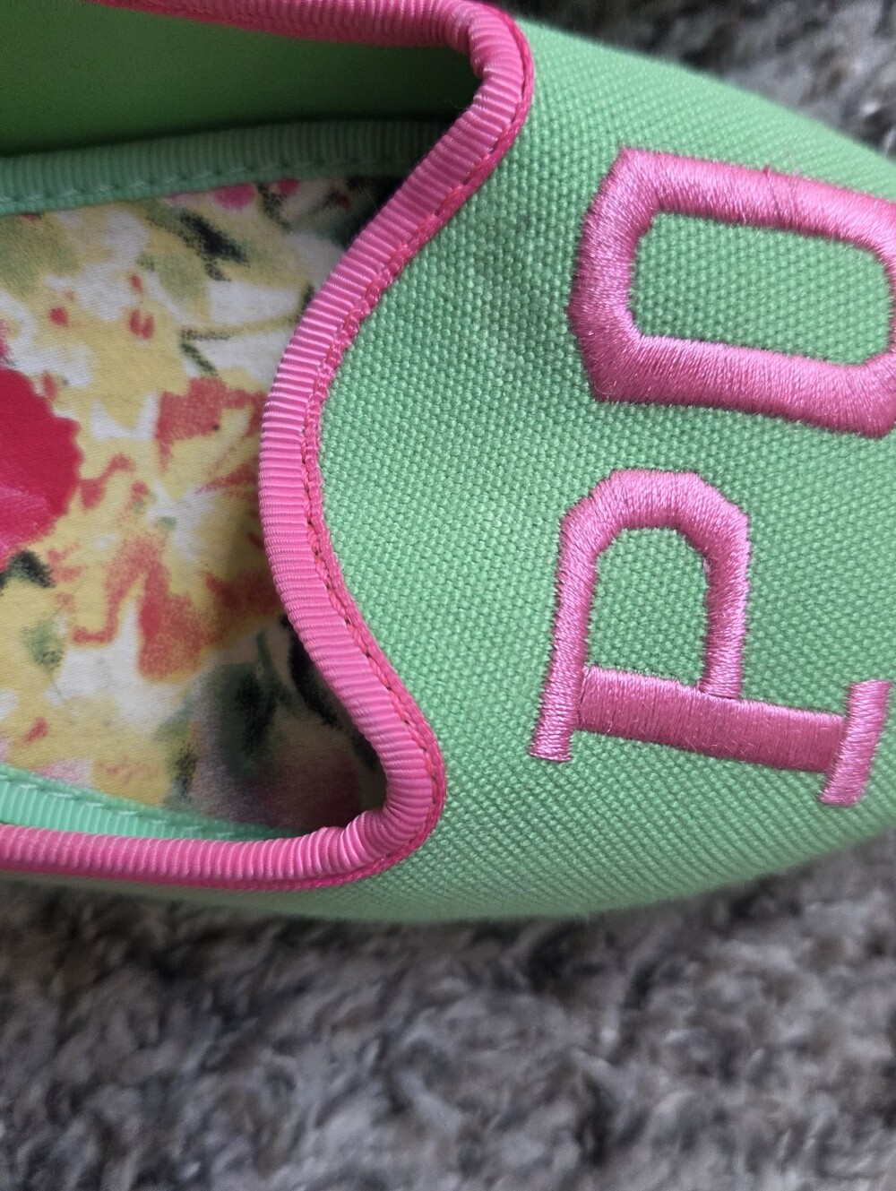 Polo Ralph Lauren Pink and Green Embroidered Jayde Girls Flats - Picture 4 of 6